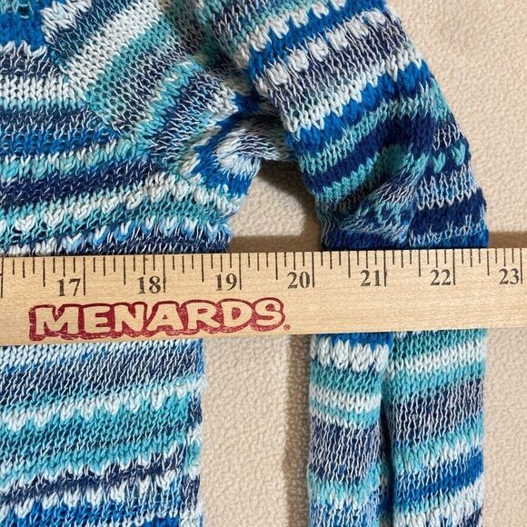 J. Jill Cardigan Women Large Blue Striped Linen Cotton Preppy Costal Resort Wear - Picture 6 of 10